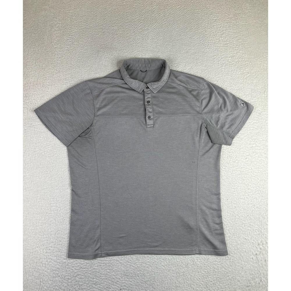 Kuhl Polo Shirt Mens XL Gray Solid Engineered Hiking Lightweight Breathable